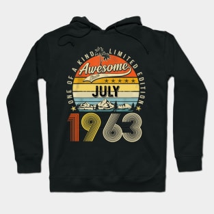 Awesome Since July 1963 Vintage 60th Birthday Hoodie